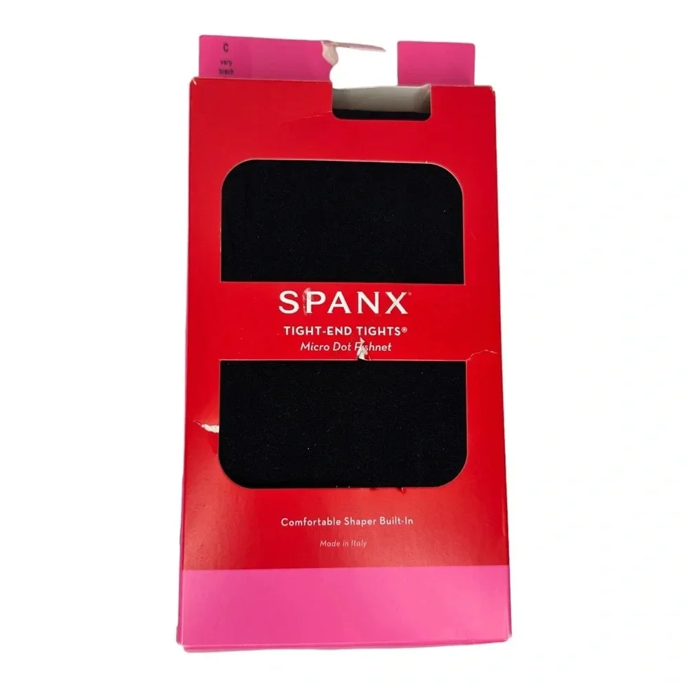 Spanx Tight End Tights Micro Dot Fishnet Tights in Very Black. Sz: C